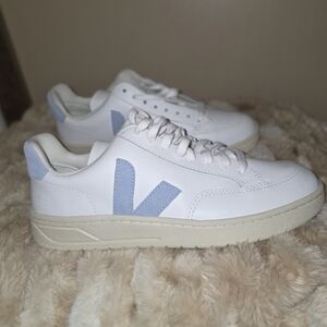 Veja White and Light Blue Athletic Shoes
